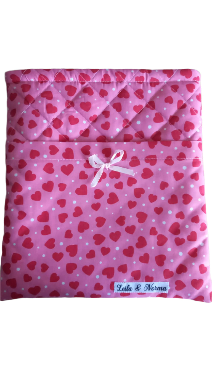 Hearts Galore Quilted Open Top Book Sleeve