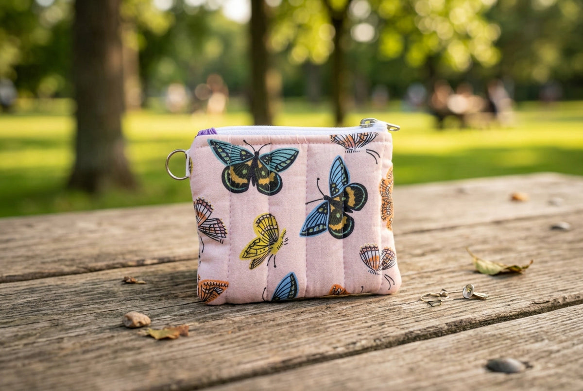 Butterflies on Peach Keychain Wallets
