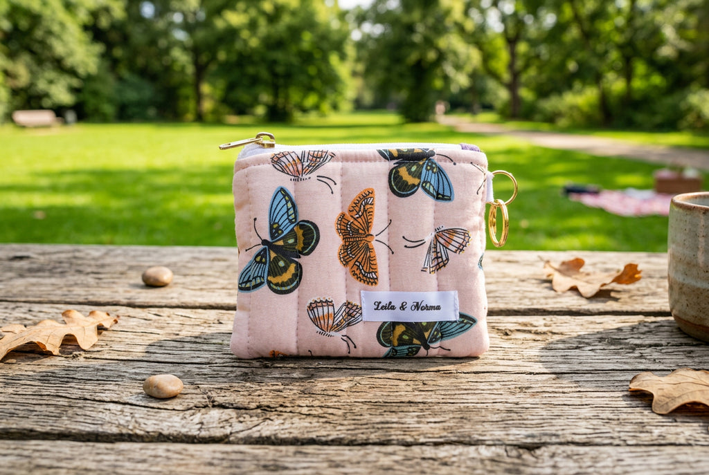 Butterflies on Peach Keychain Wallets