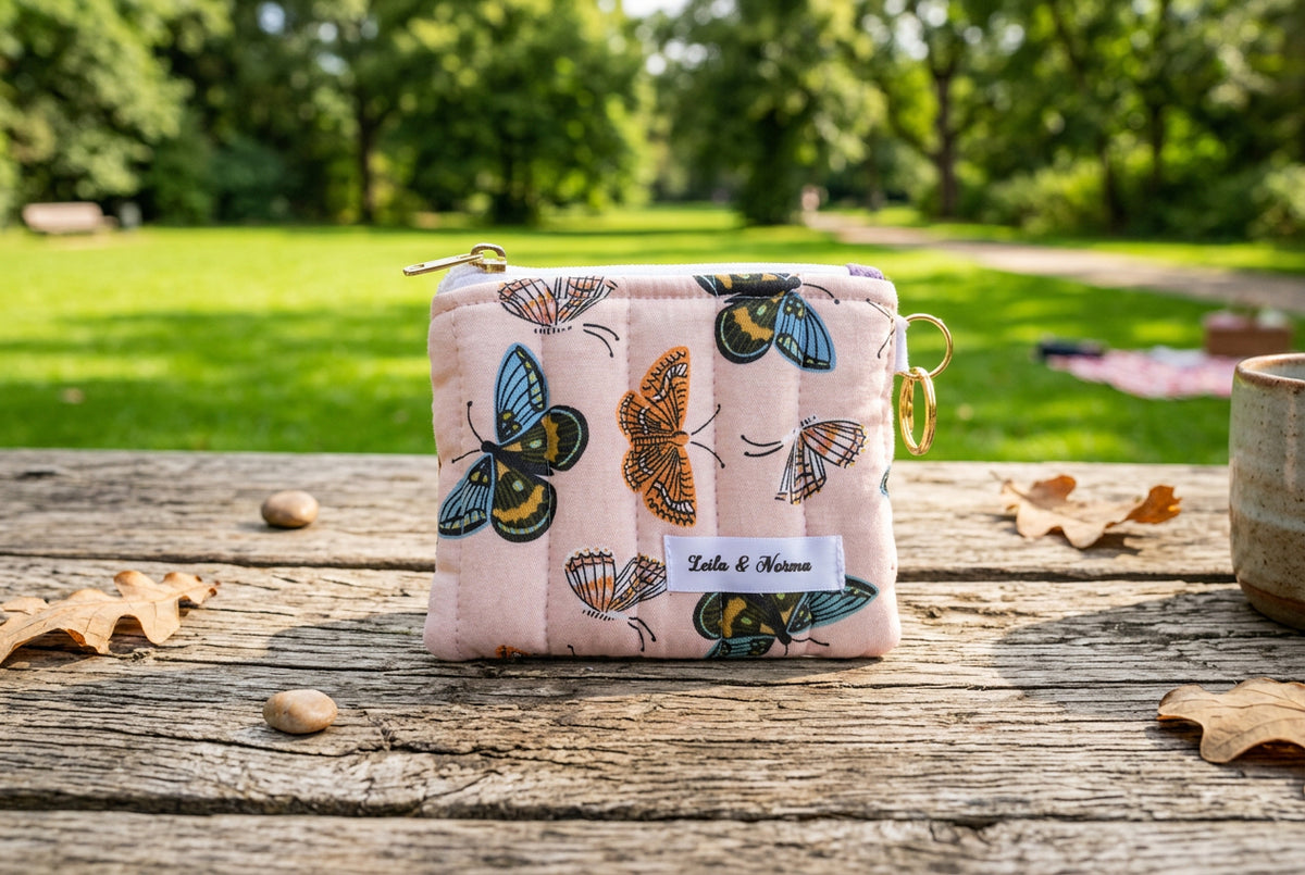 Butterflies on Peach Keychain Wallets