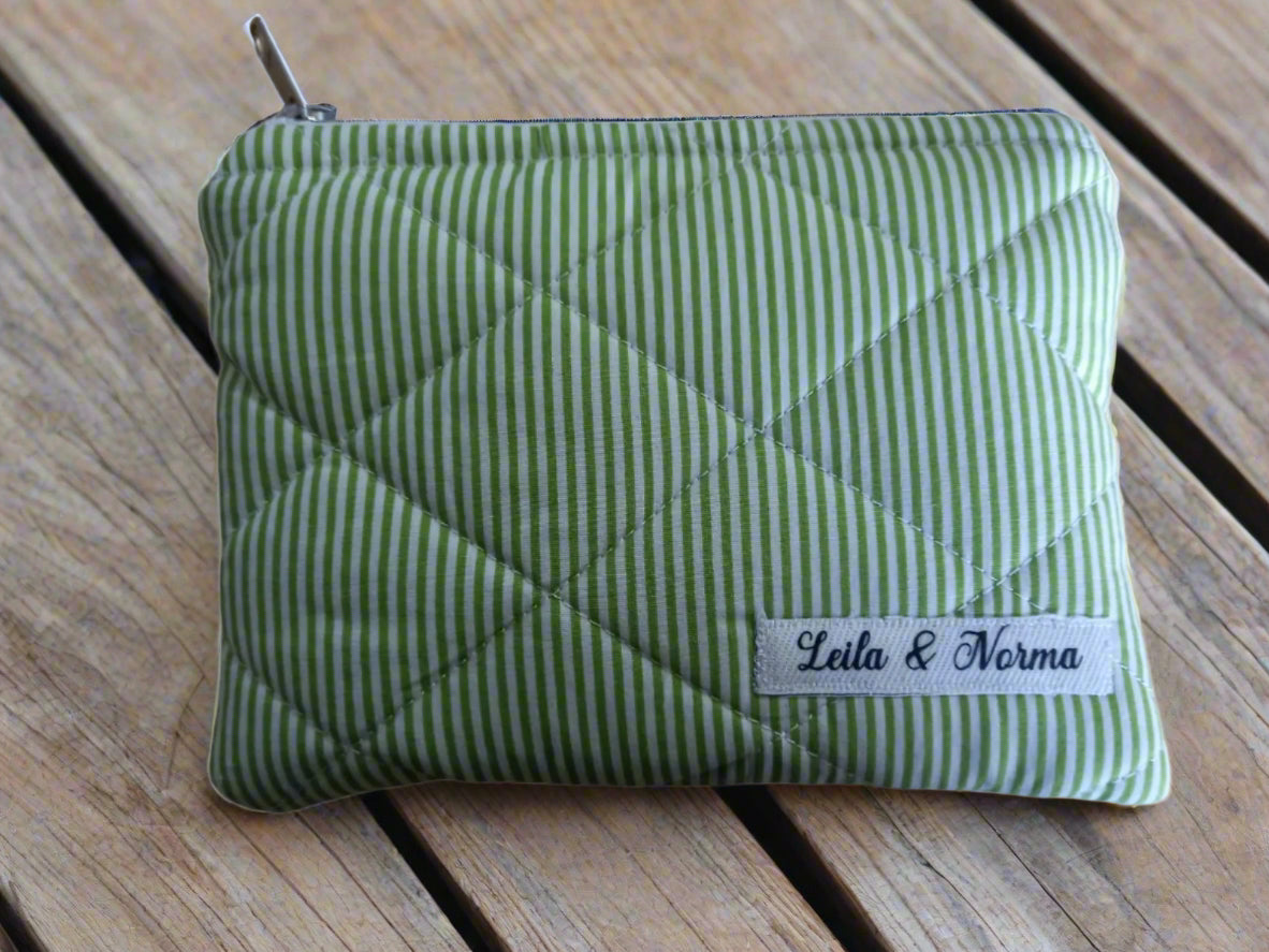 Green Pinstripe Multi-Purpose Quilted Pouches