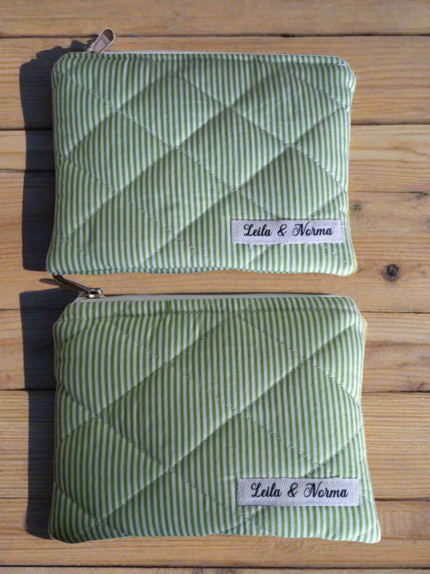 Green Pinstripe Multi-Purpose Quilted Pouches