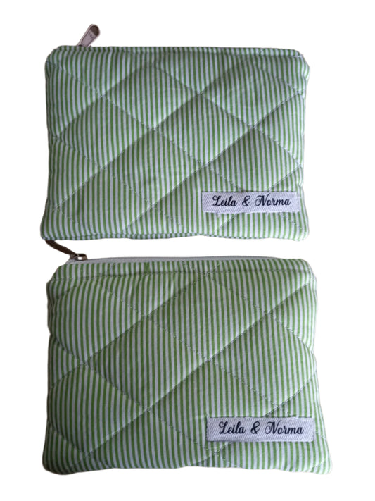 Green Pinstripe Multi-Purpose Quilted Pouches