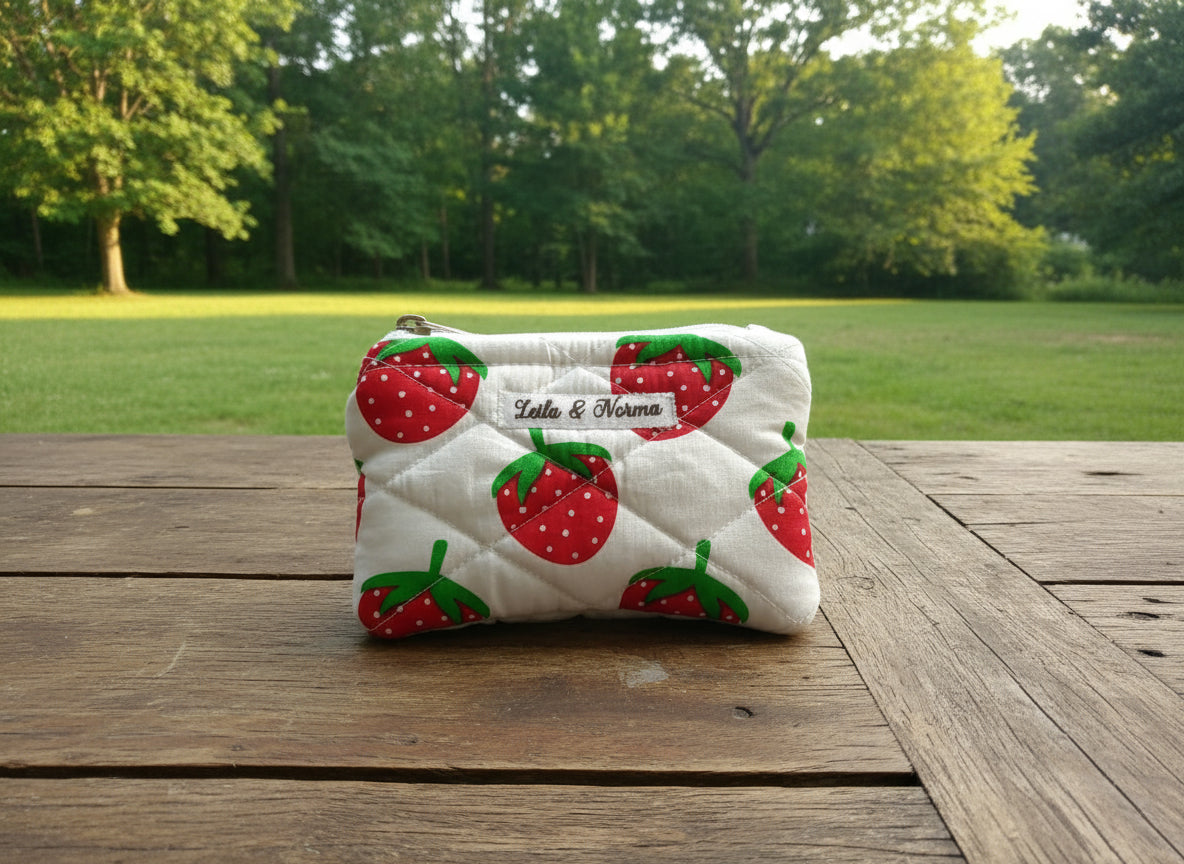 Strawberries Multi-Purpose Quilted Pouches