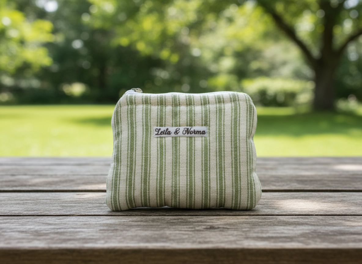 Green Striped Multi-Purpose Quilted Pouches