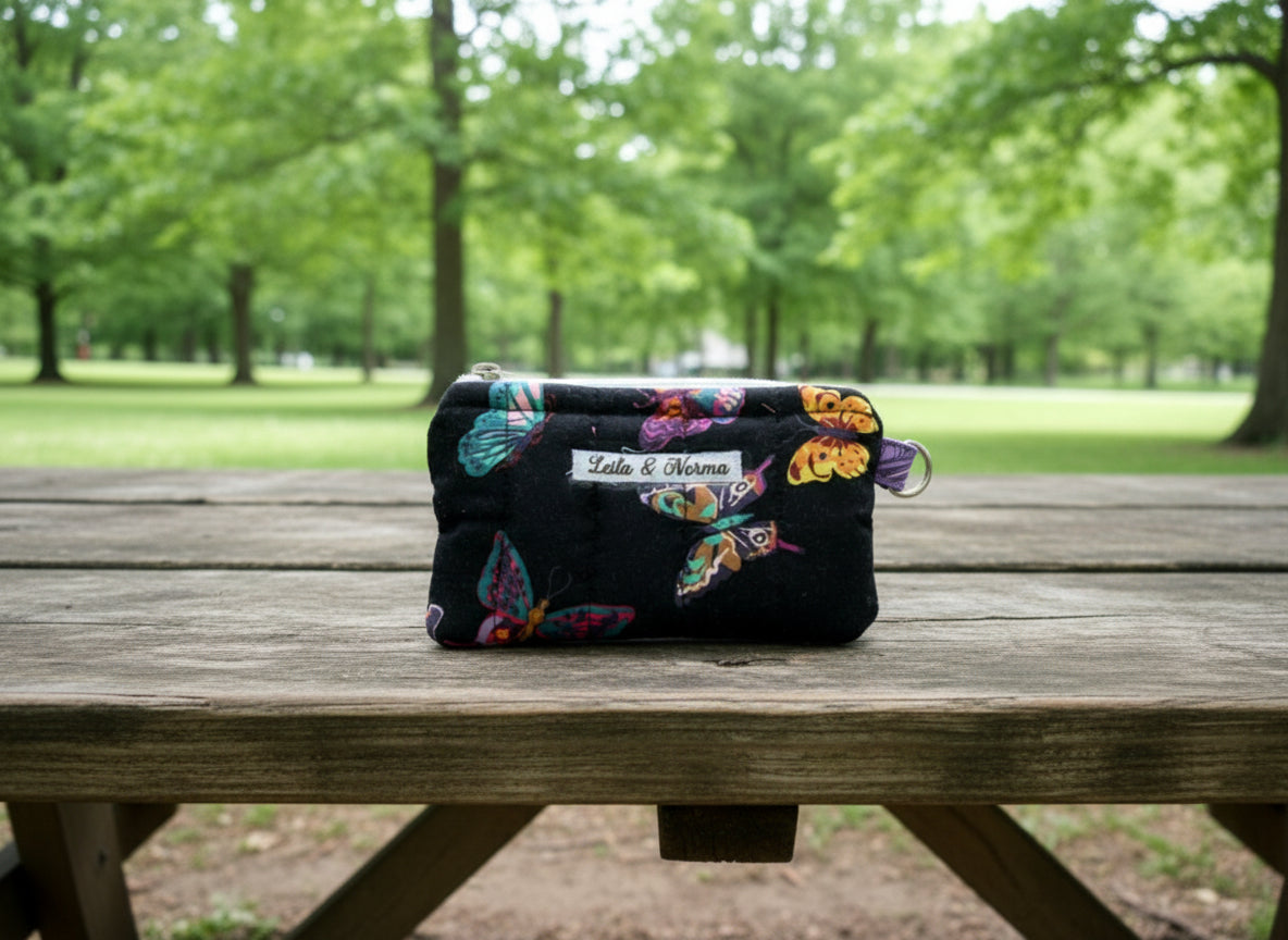 Butterflies on Black Multi-Purpose Quilted Pouches