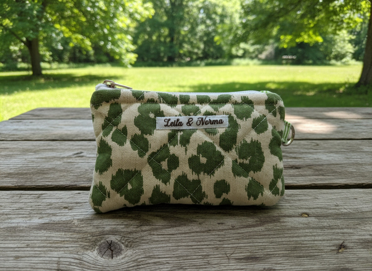 Green Animal Print Multi-Purpose Quilted Pouches