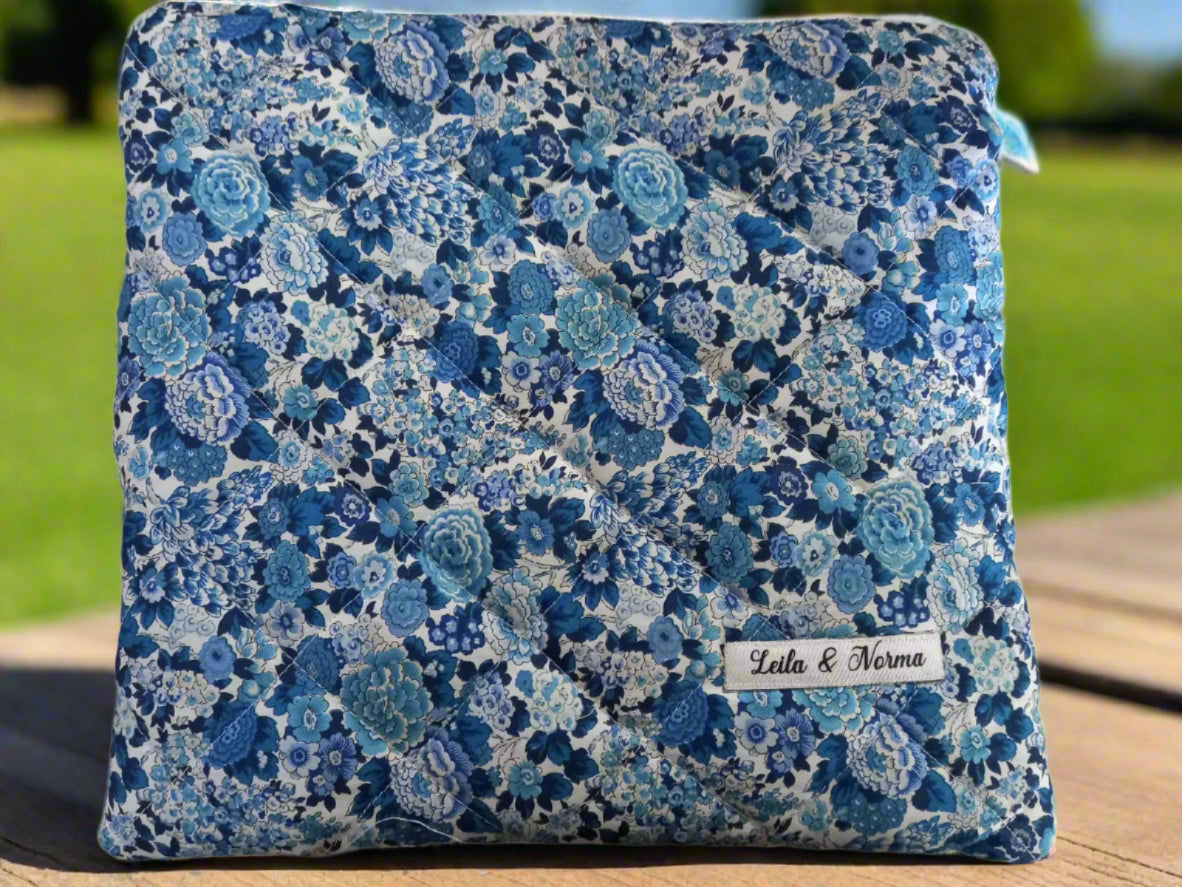 Vintage Blue Flowers Multi-Purpose Quilted Pouches