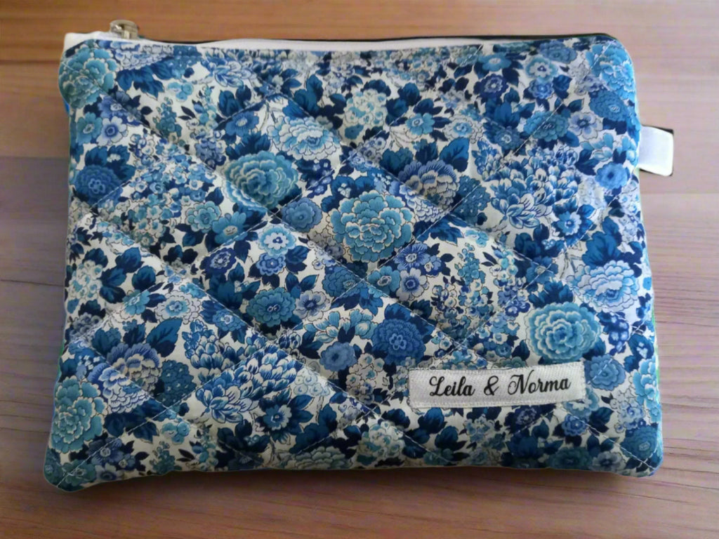 Vintage Blue Flowers Multi-Purpose Quilted Pouches