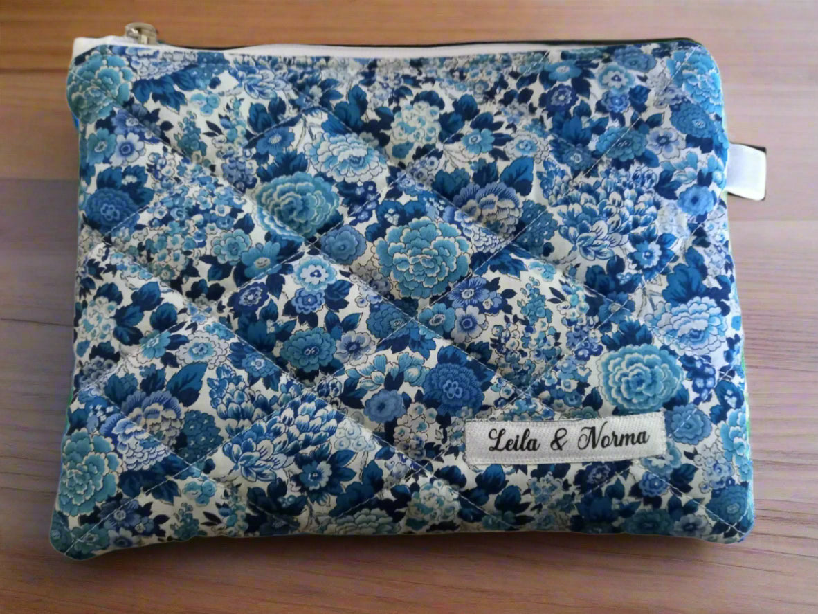 Vintage Blue Flowers Multi-Purpose Quilted Pouches