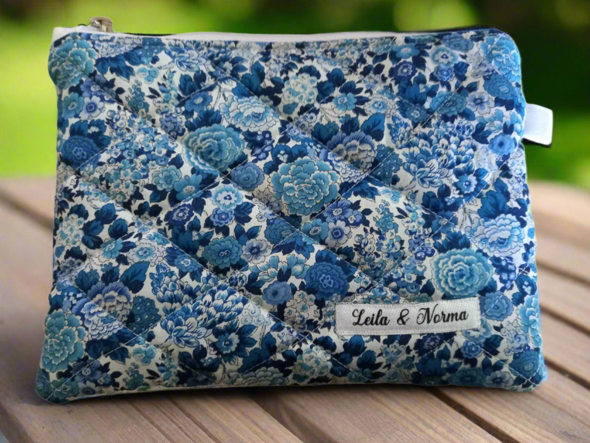 Vintage Blue Flowers Multi-Purpose Quilted Pouches